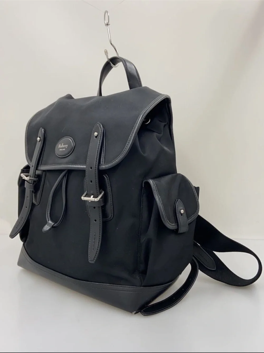 Mulberry Black Nylon Backpack with Leather Trim